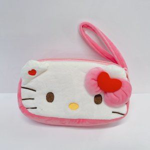 Sanrio Hello Kitty Pink Plush Zipper Pouch Accessory Bag